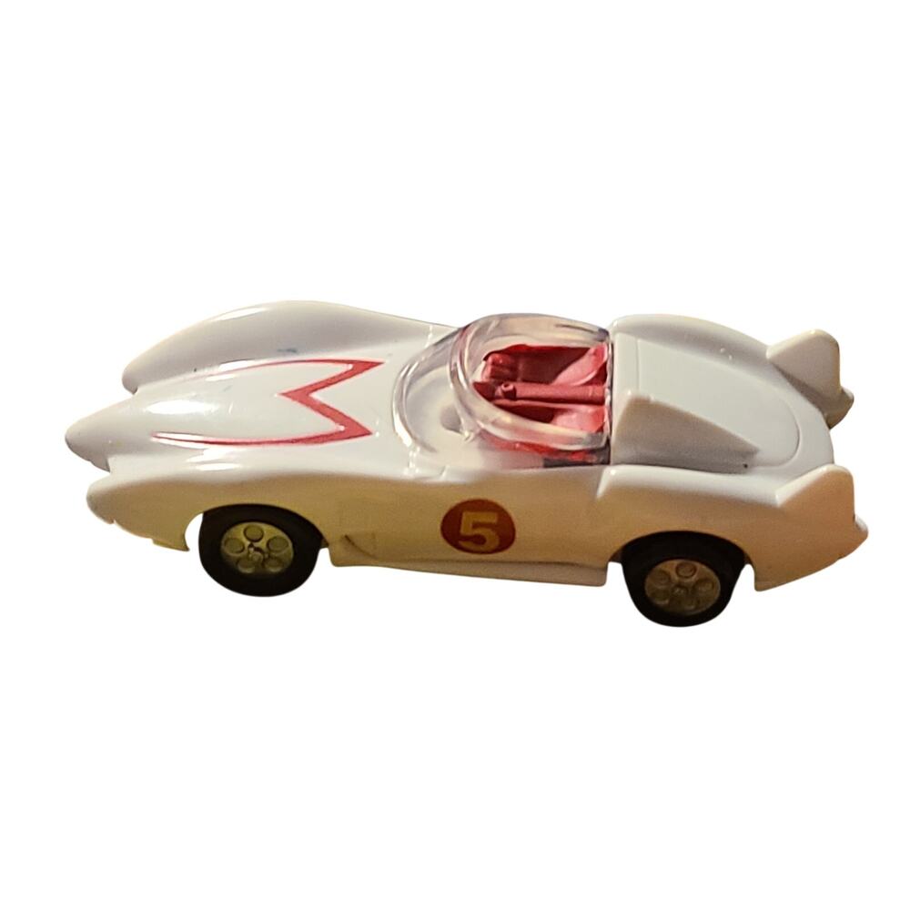 POWERFUL & FUN 2008 MCDONALD'S PLASTIC 4" WHITE/RED #5 M LOGO SPEED RACER CAR